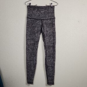 Lululemon Wunder Under Pant (Hi-Rise) Maze Jacquard White Black Size 6